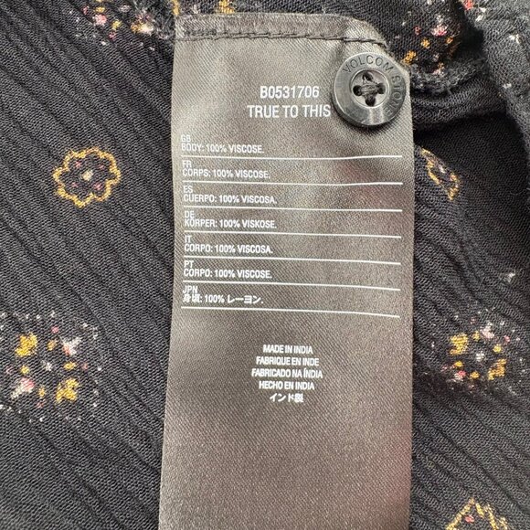 Volcom Womens XS Black & Yellow Patterned Long Sleeve Button-Up Shirt - Picture 3 of 5